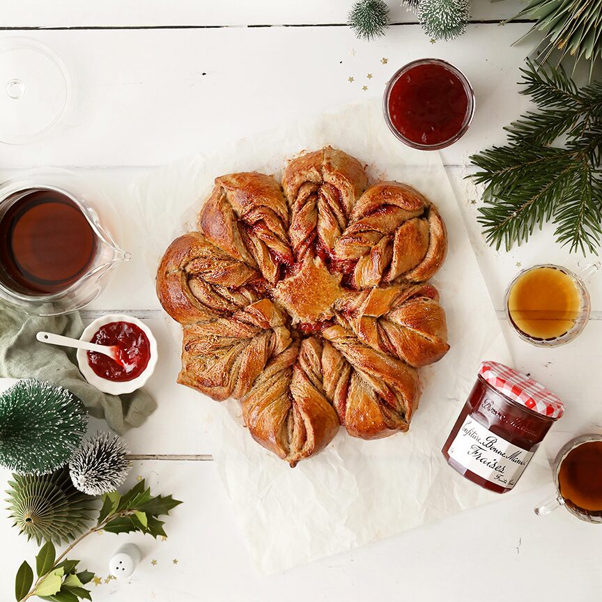 Snowflake Bread with Bonne Maman Strawberry Jam