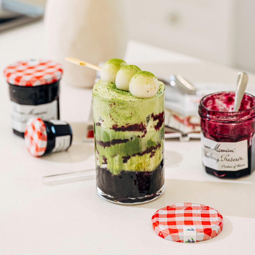 Blueberry Matcha Cream Latte